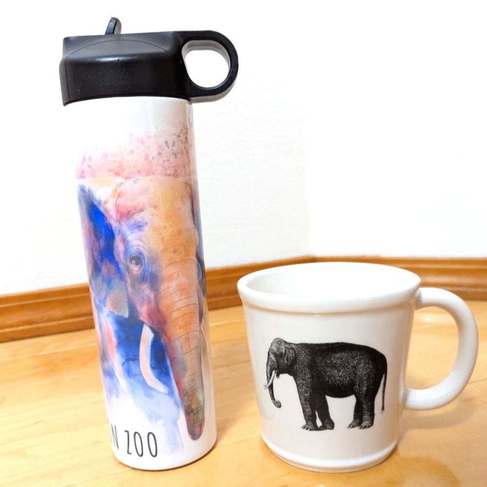 Elephant mug and water bottle